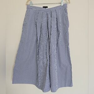 J.Crew Wide Leg Stiped Pants Cotton Summer Size 10 Pleated